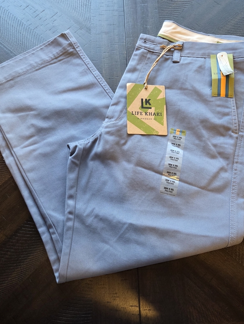 NWT Haggar Life Khaki Relaxed Straight Chino Pants 36x30 Cadet Blue REPREVE